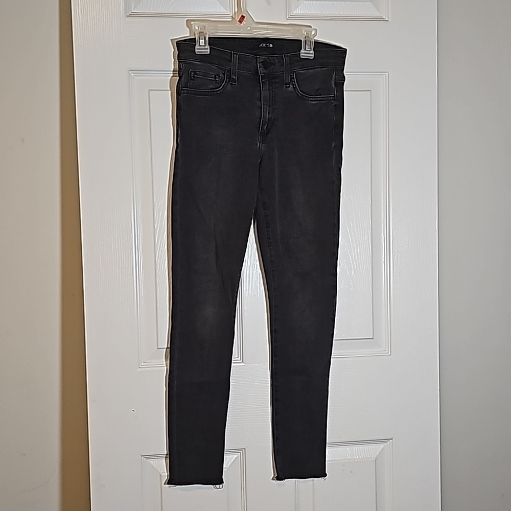 Joe’s Skinny Ankle Jeans Size 27 Gray Black Rough Hem Tapered Leg Skinny Jeans